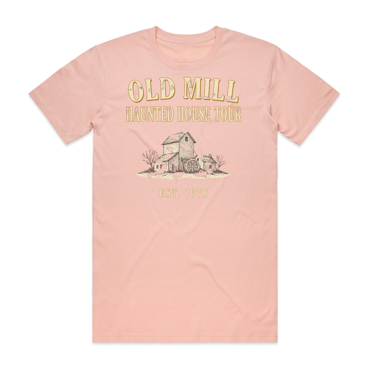 Old Mill Haunted House Tour T-Shirt - Boo-tiful Blush