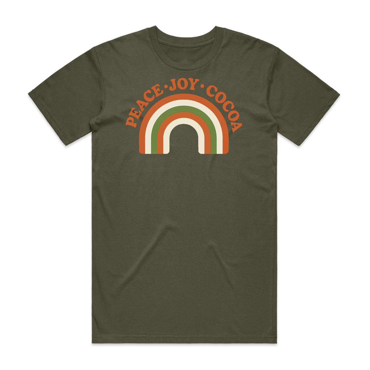 Peace Joy Cocoa Christmas Rainbow T-Shirt