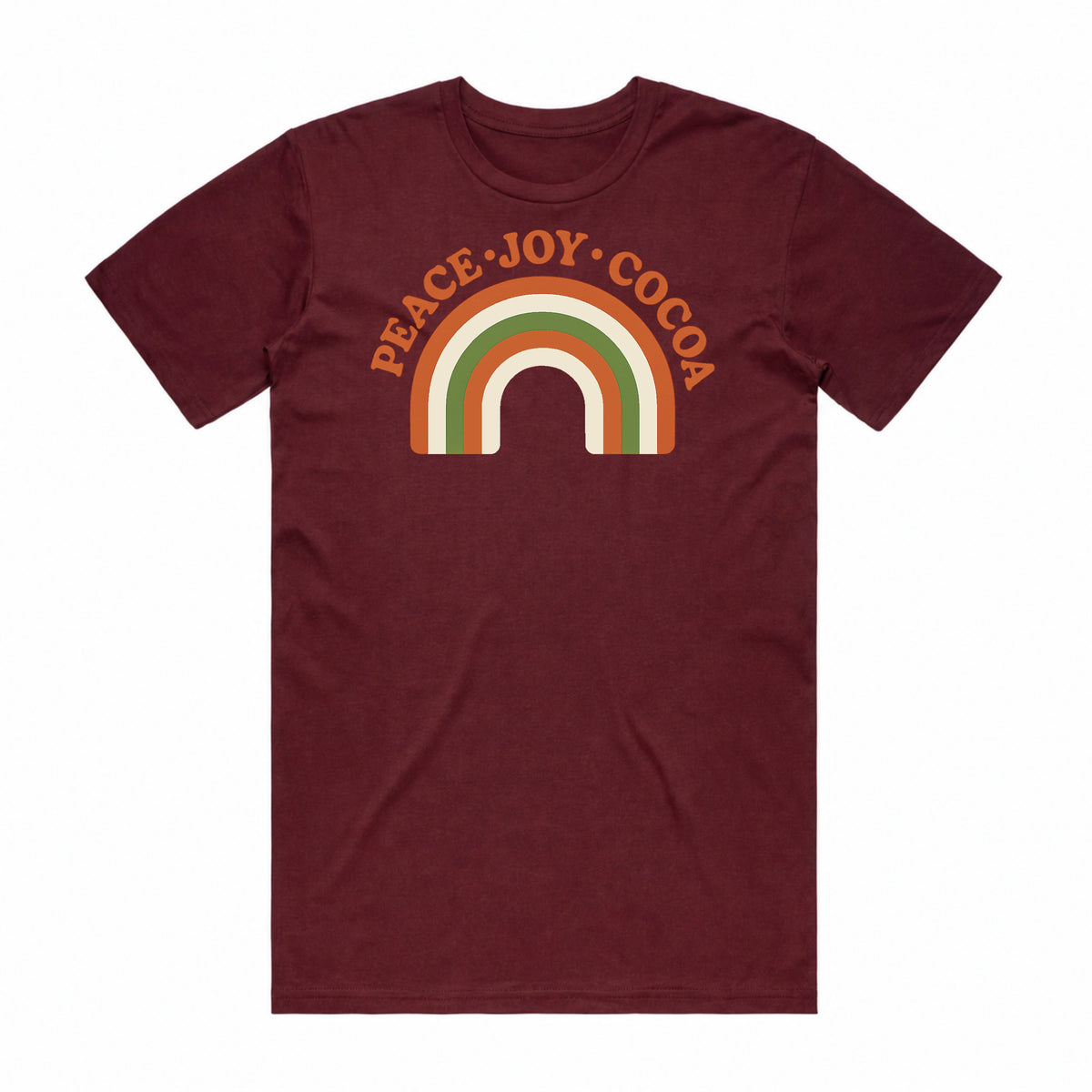 Peace Joy Cocoa Christmas Rainbow T-Shirt