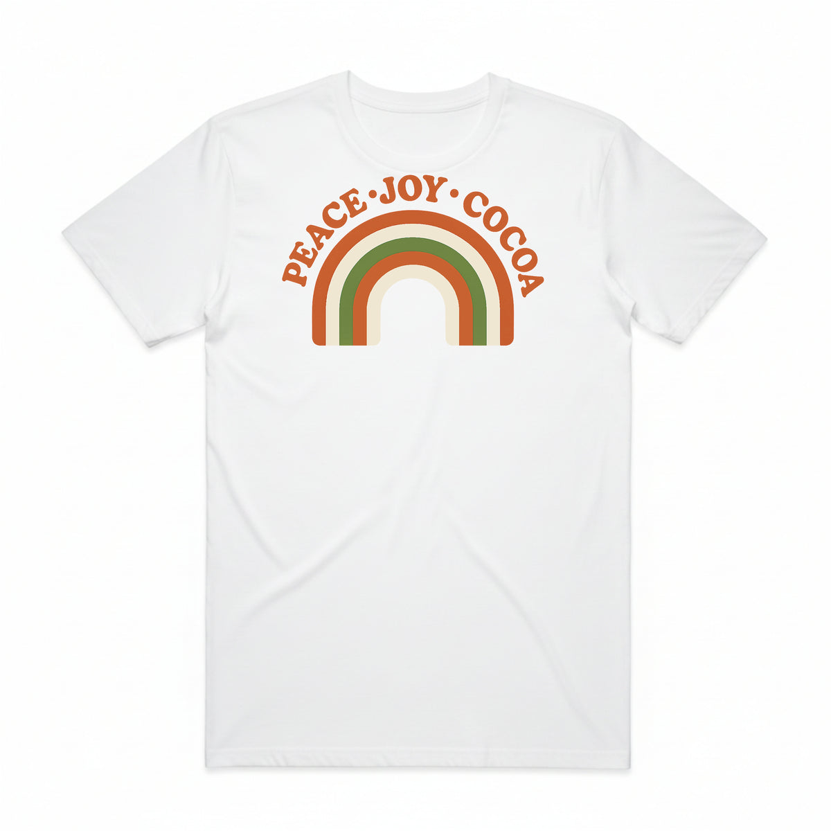 Peace Joy Cocoa Christmas Rainbow T-Shirt