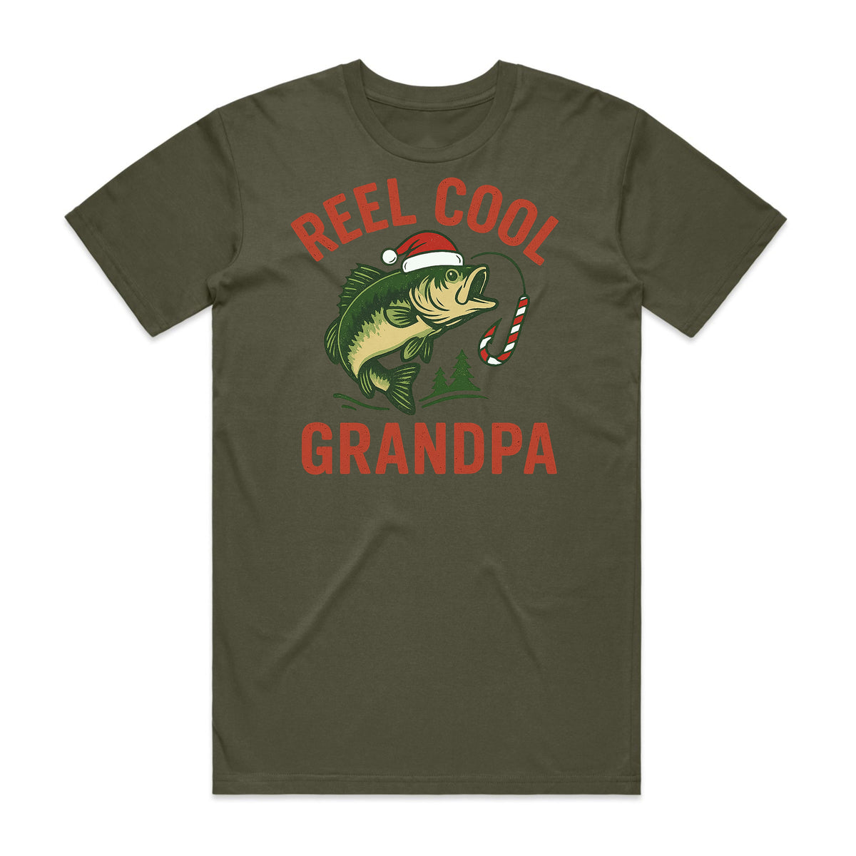 Reel Cool Grandpa Christmas Fishing T-Shirt