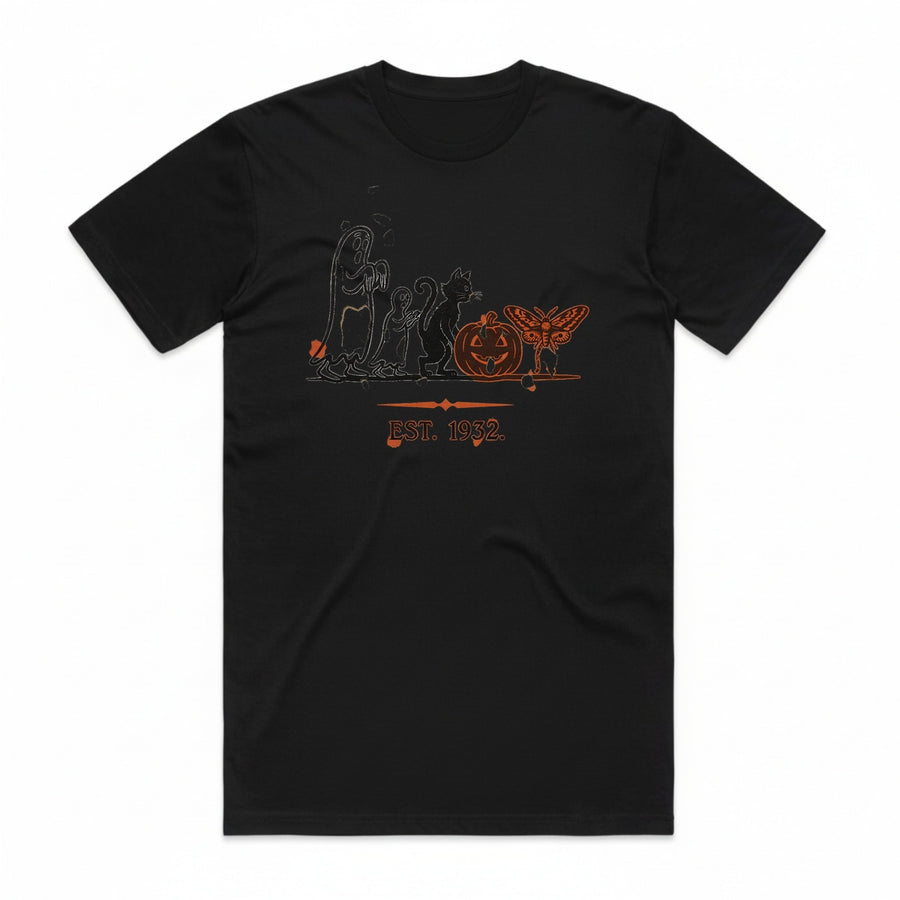 Rubber Hose Ghost Family T-Shirt - Black Cat