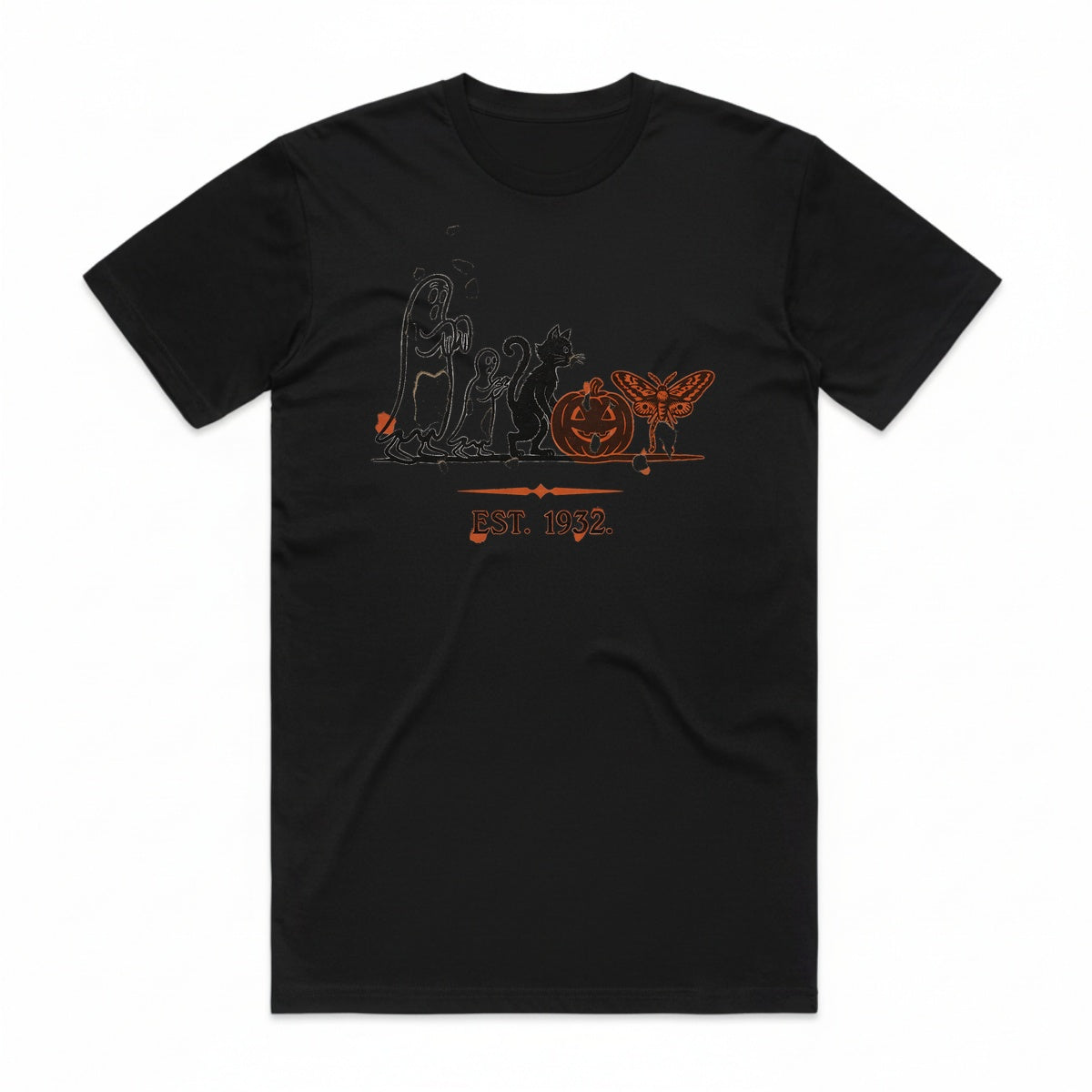 Rubber Hose Ghost Family T-Shirt - Black Cat