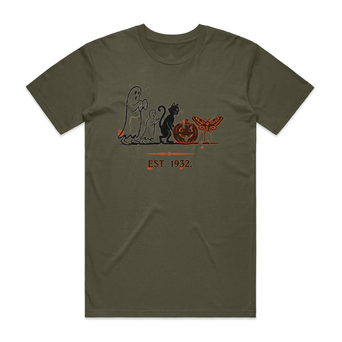 Rubber Hose Ghost Family T-Shirt - Goblin Green
