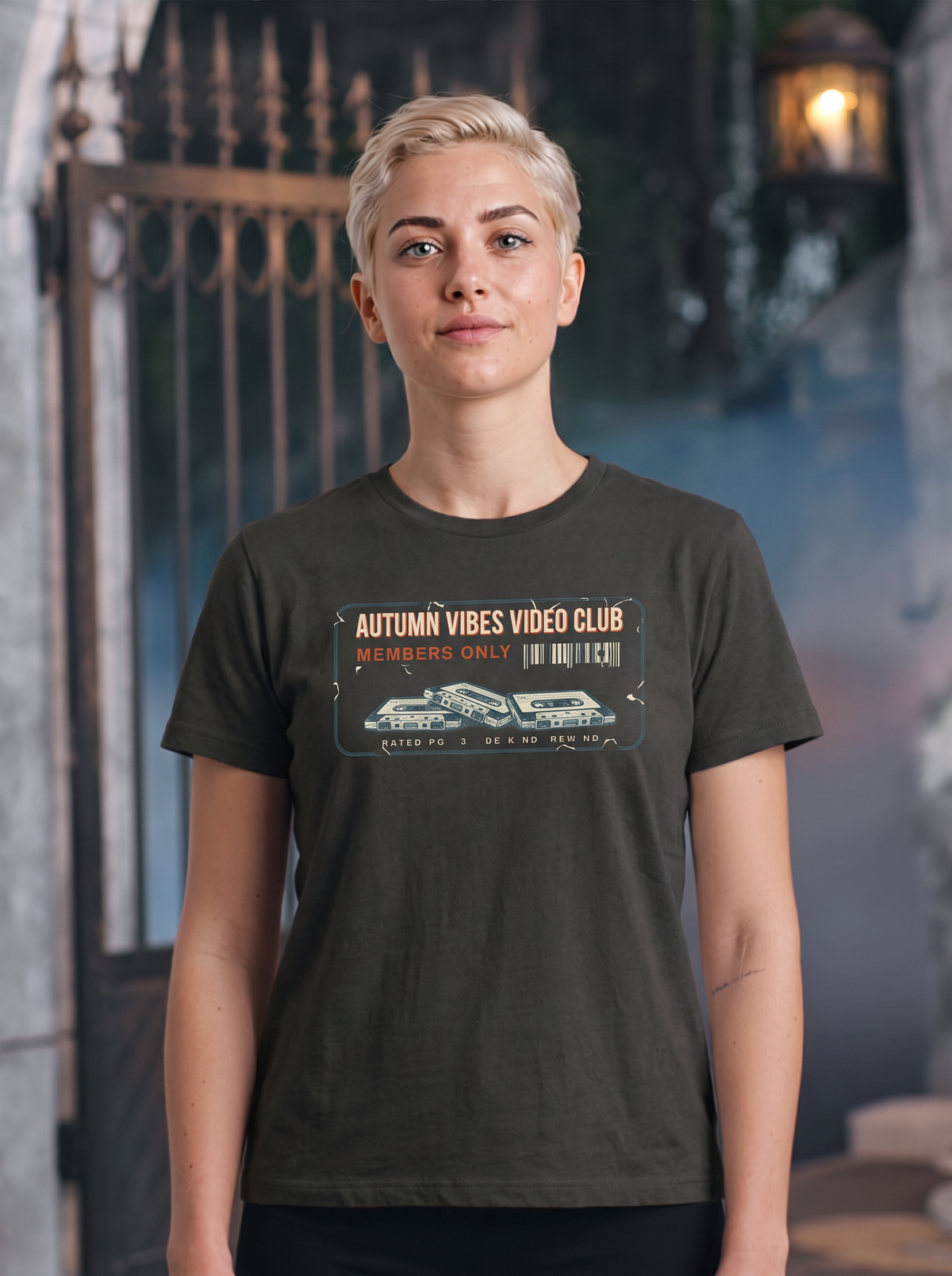 Autumn Vibes Video Club T-Shirt - Cooled Coals (lifestyle)