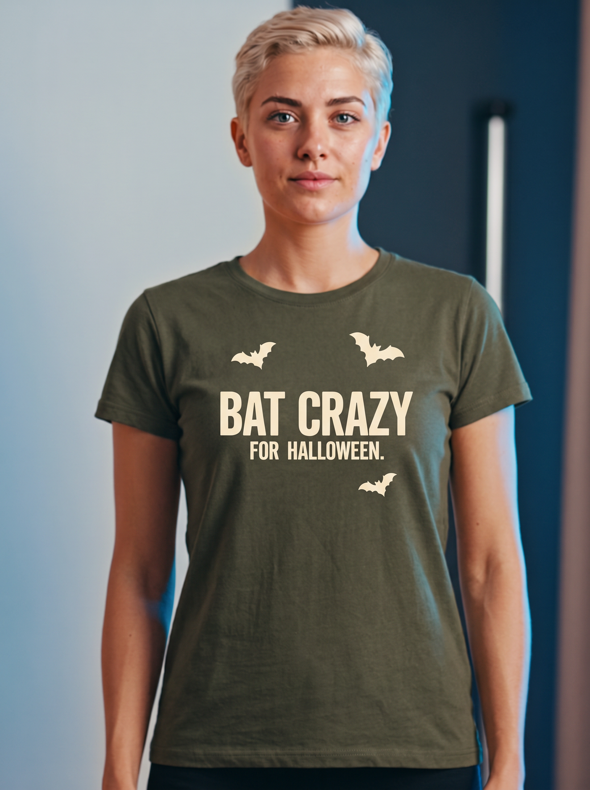 Bat Crazy For Halloween T-Shirt - Goblin Green (lifestyle)