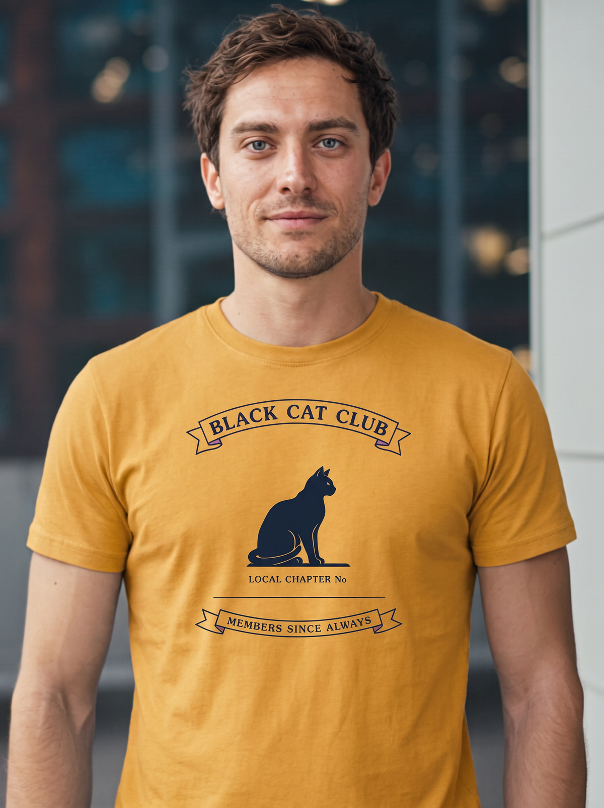 Black Cat Club T-Shirt - Candy Corn (lifestyle)