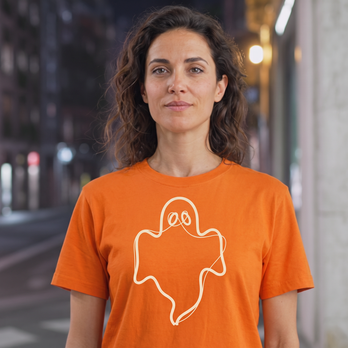 Ghost Outline T-Shirt - Pumpkin Patch (lifestyle)