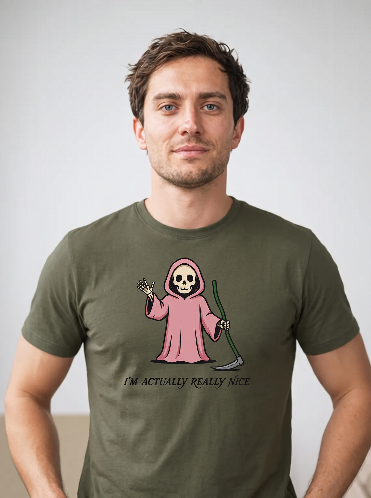 I'm Actually Really Nice T-Shirt - Goblin Green (lifestyle)