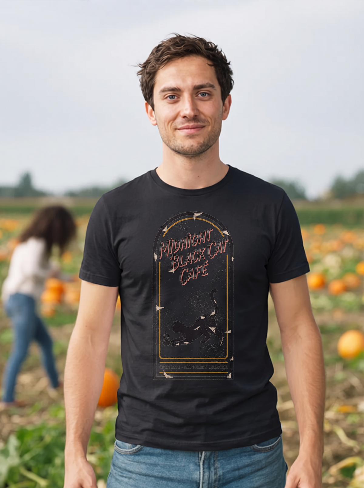 Midnight Black Cat Cafe T-Shirt - Black Cat (lifestyle)